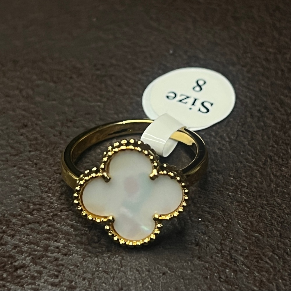 21K Gold Plated and White Clover Ring